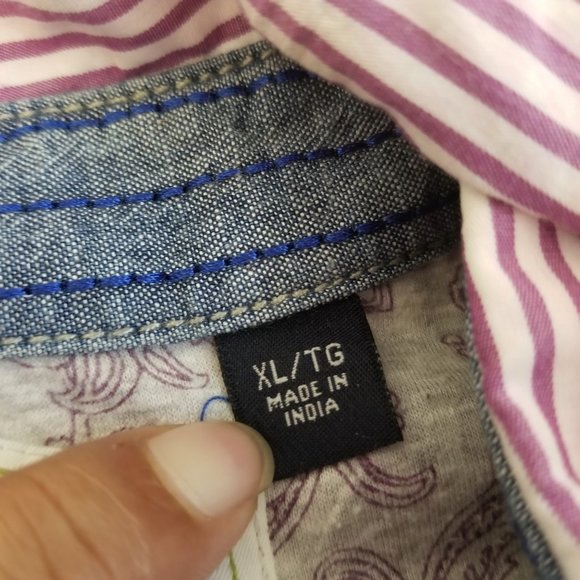 Robert Graham Jeans Stripe Long Sleeve Shirt XL - Picture 5 of 8